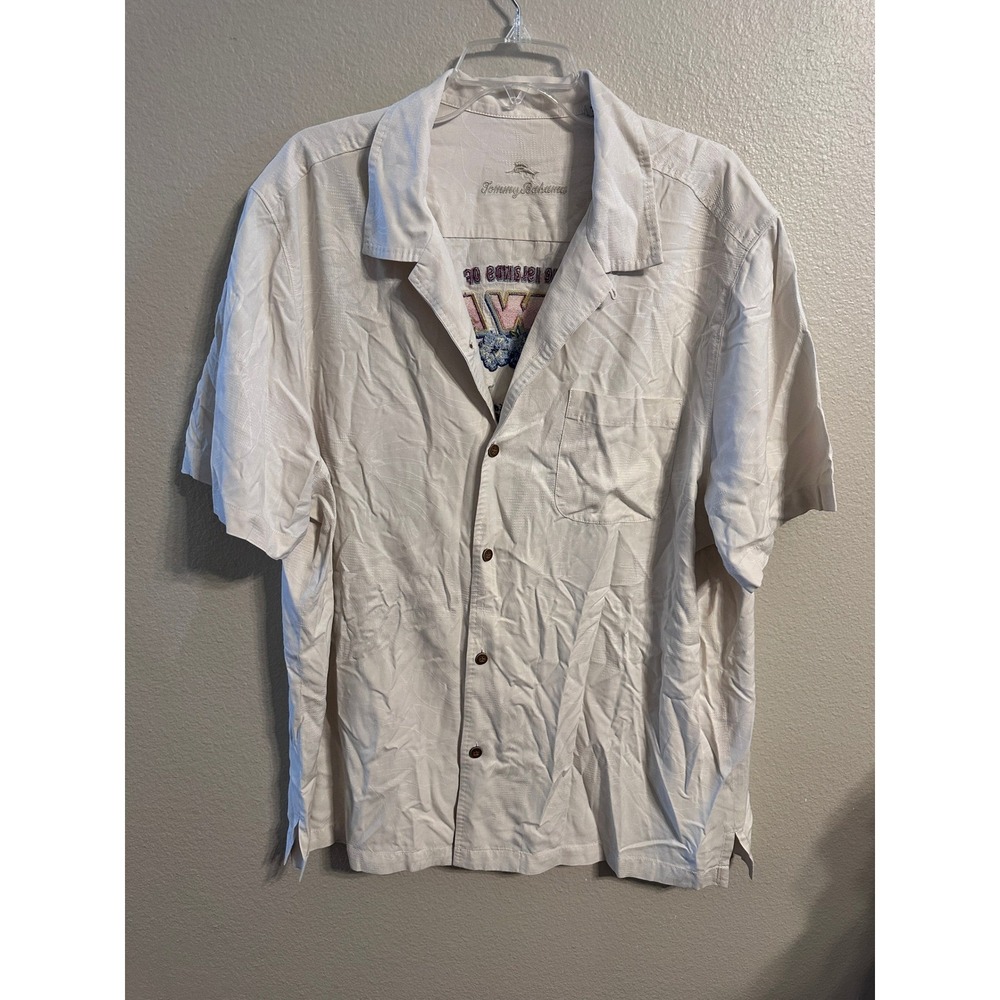 Tommy Bahama XL Button Up‎ Short Sleeve Shirt HAWAIIAN Islands Graphic